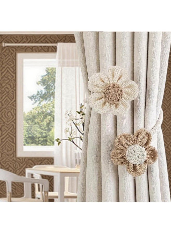 jaexest 2-Pack Decorative Sunflower Curtain Tie Backs | Adjustable Rope Holders for Window Curtains & Home Decor - Image 3